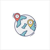 The globe with a pin and a dollar sign vector