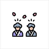 Two people are standing in front of a white background vector