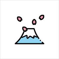 A cartoon illustration of a mountain with water and snow vector