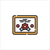 A certificate icon with a red ribbon vector