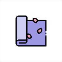 A purple and white icon of a rolled up piece of paper vector