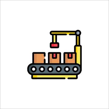 A line drawing of a machine that is making a box vector
