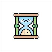 An hourglass with a sad face inside vector