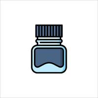 A bottle of ink with a black cap on top vector