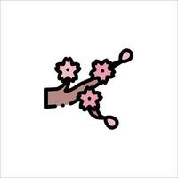 A pink flower on a branch with a leaf vector