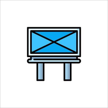 A computer monitor with a blue background vector