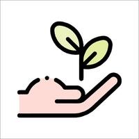 A hand holding a plant with a green sprout vector