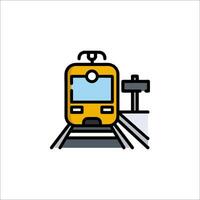 A train is on the tracks and there is a sign vector