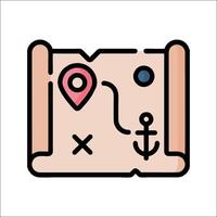 A treasure map icon with a pin and a map vector