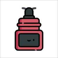 A red bottle with a black lid and a smiley face vector