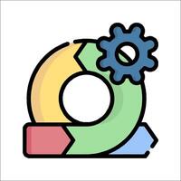 A colorful icon with a gear and arrow vector
