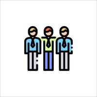 Three people standing in front of a white background vector