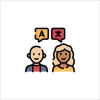 A couple with speech bubbles above them vector