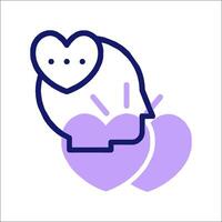 A purple heart with a brain inside it vector