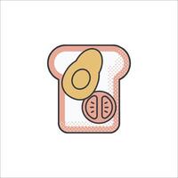 Toast with avocado and tomato icon vector