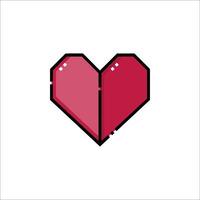 Pixel heart icon in a square shape vector
