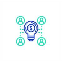 A light bulb with people around it and a dollar sign vector
