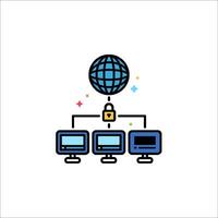 A computer with a globe on top of it vector