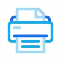 A printer icon with a paper and a sheet of paper vector