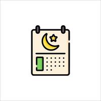 A calendar with a crescent and moon on it vector