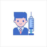 A man in a suit holding an injection vector