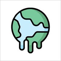 A melting earth icon with a green liquid dripping from it vector