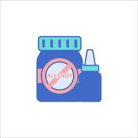 Allergy icon with a bottle of medicine and a syringe vector