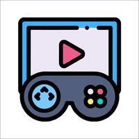 A game controller and a screen with a play button vector