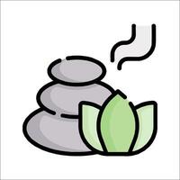 A stone and a leaf with a steam coming out of it vector