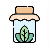 A jar with a plant inside it on a white background vector