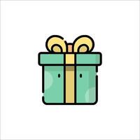 A green gift box with a bow on it vector