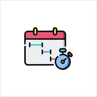 A calendar icon with a clock on it vector