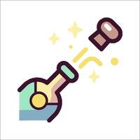 A bottle of champagne with a cork popping out vector
