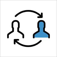 A circle with two people in it vector