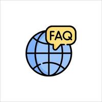 World globe with speech bubble faq icon illustration vector