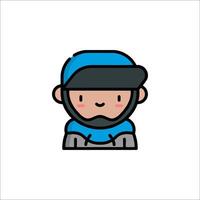 A cartoon character wearing a helmet and a blue cap vector