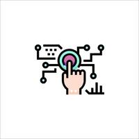 A hand pressing a button on a computer vector