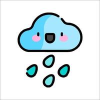 A cartoon cloud with rain drops on it vector