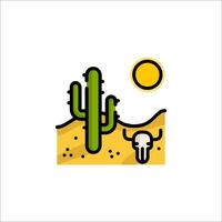 A cactus and a skull in the desert vector