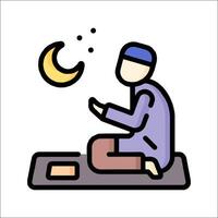 A man praying with a crescent and moon vector