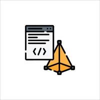 A line icon of a computer and a computer screen vector