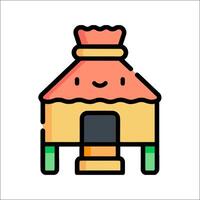 A cartoon house with a roof and a window vector