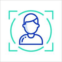 A person with a blue outline icon vector