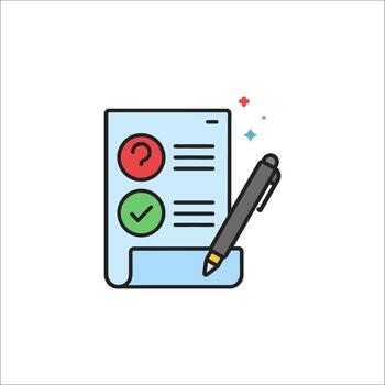 A pen and paper with a check mark on it vector