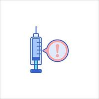 An injection syringe with a speech bubble vector