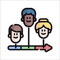 People on a line with an arrow pointing to the left and right vector