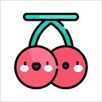 Two cherries with eyes and a smile on their faces vector