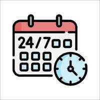 Calendar icon with clock and date vector