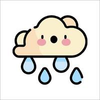 A cartoon cloud with rain drops on it vector