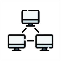 A computer network icon with three monitors vector